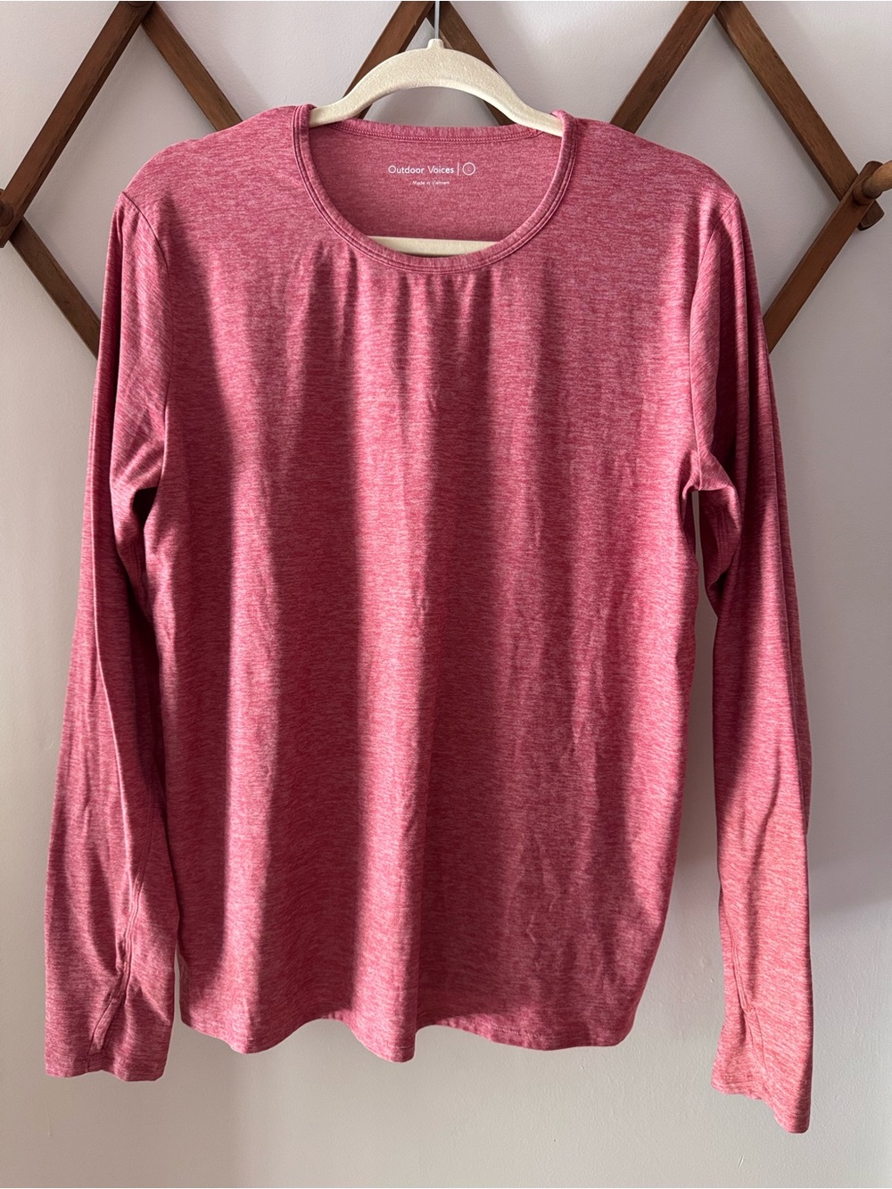Outdoor Voices Cloud Knit Pink Heather Long Sleeve Tee